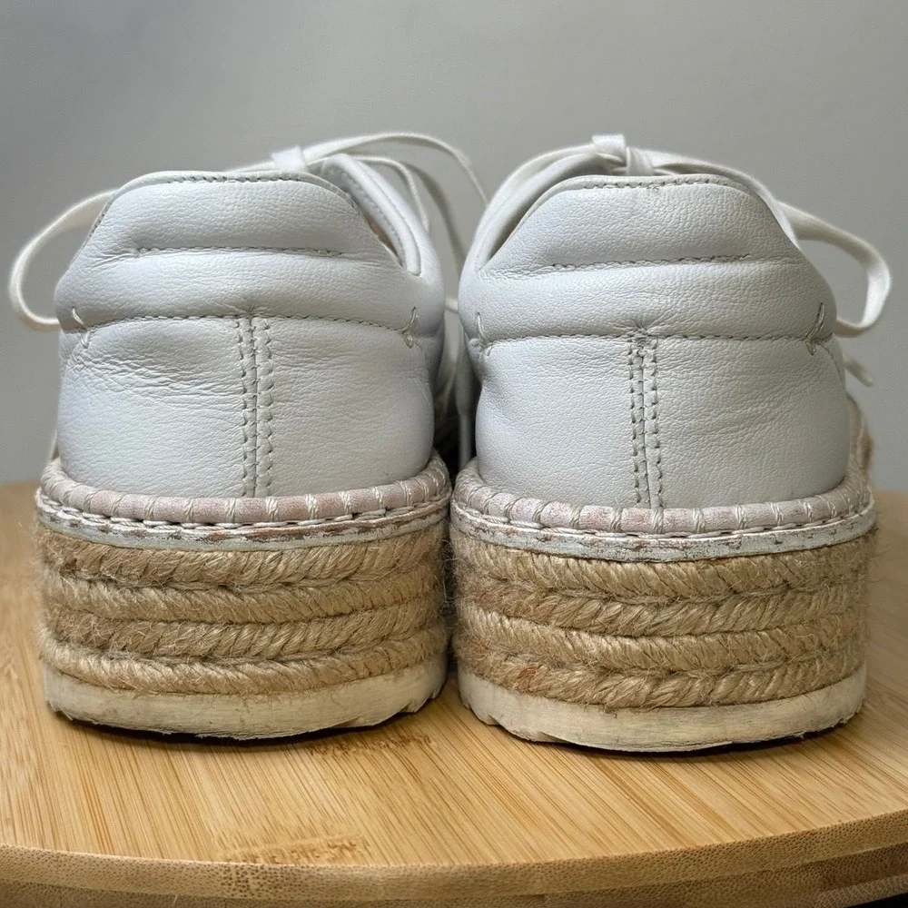 rag & bone White Leather Espadrille Platform Sneakers